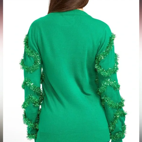 WOMEN’S TIPSY ELVES UGLY CHRISTMAS SWEATER LARGE and XL GAUDY GARLAND CARDIGAN - Picture 2 of 4